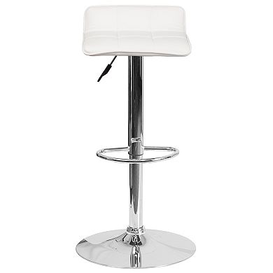 Emma and Oliver Brown Vinyl Adjustable Height Barstool with Quilted Wave Seat