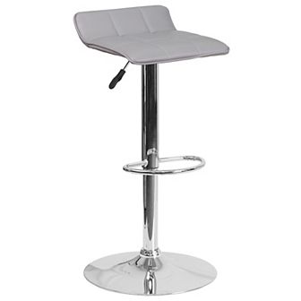 Emma and Oliver Brown Vinyl Adjustable Height Barstool with Quilted Wave Seat