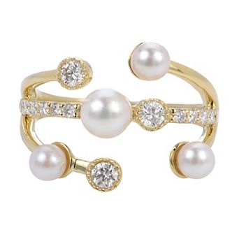 PearLustre by Imperial 14k Gold Akoya Cultured Pearl & Diamond Accent Ring