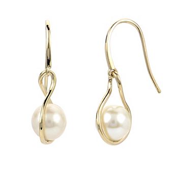 PearLustre by Imperial 14k Gold Freshwater Cultured Pearl Twist Drop Earrings