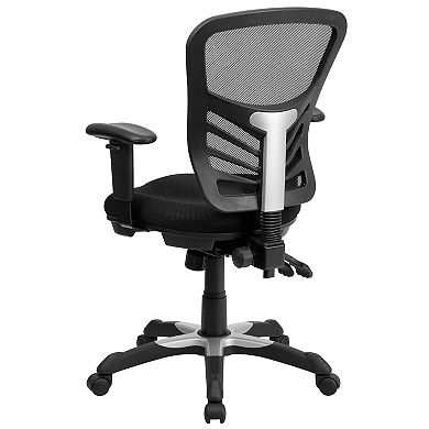 Emma and Oliver Mid-Back Black Mesh Multifunction Ergonomic Office Chair with Adjustable Arms
