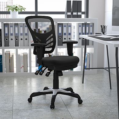 Emma and Oliver Mid-Back Black Mesh Multifunction Ergonomic Office Chair with Adjustable Arms