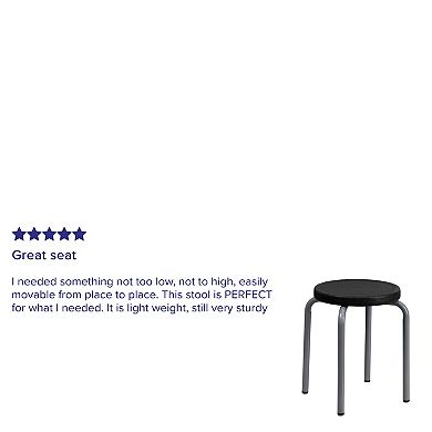 Emma and Oliver Stackable Stool with Blue Seat and Silver Powder Coated Frame