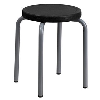Emma and Oliver Stackable Stool with Blue Seat and Silver Powder Coated Frame