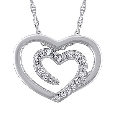 OLIVIA AND HARPER Sterling Silver Cubic Zirconia Double Open Heart Necklace