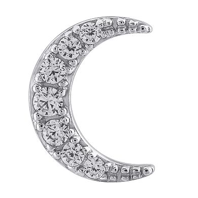 OLIVIA AND HARPER Sterling Silver Cubic Zirconia Crescent Moon Stud Earrings