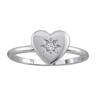 OLIVIA AND HARPER Sterling Silver Cubic Zirconia Heart Ring