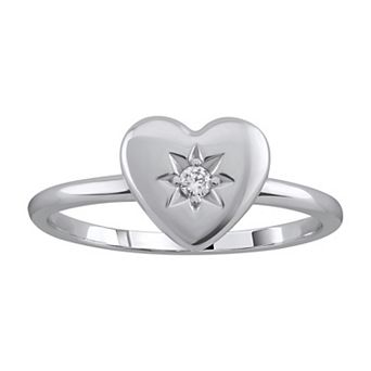 OLIVIA AND HARPER Sterling Silver Cubic Zirconia Heart Ring