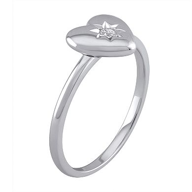 OLIVIA AND HARPER Sterling Silver Cubic Zirconia Heart Ring