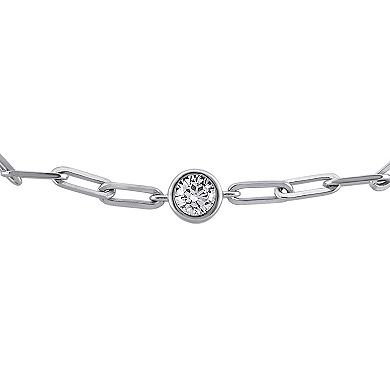 OLIVIA AND HARPER Sterling Silver Cubic Zirconia Rectangle Chain BraceletT