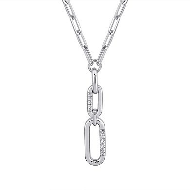 OLIVIA AND HARPER Sterling Silver Cubic Zirconia Embellished Link Y-Necklace