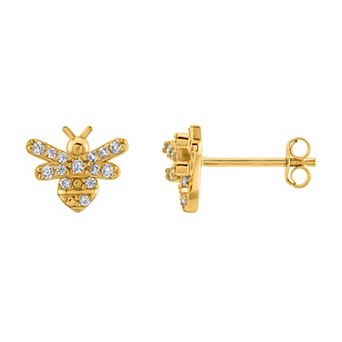 OLIVIA AND HARPER 14k Gold Over Sterling Silver Cubic Zirconia Bumblebee Stud Earrings