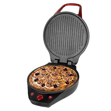 Brentwood 12 Inch Non Stick Pizza Maker and Grill in Red