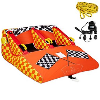 Sunny & Fun Towable Water Tube, 2-Person Inflatable Tube with Handles & Tow Rope
