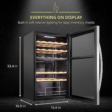 Schmécké Wine Fridge, 33 Bottle Dual Zone Wine Cooler, Freestanding Wine Refrigerator