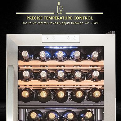 Schmécké Wine Fridge, 33 Bottle Dual Zone Wine Cooler, Freestanding Wine Refrigerator