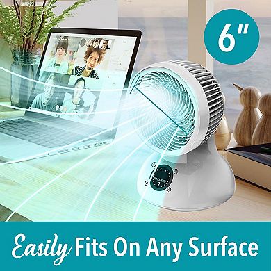 Brentwood 6 Inch Three Speed Oscllating Desktop Fan with Timer and Remote Control in White