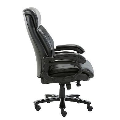 COLAMY High Back Leather Executive Large Office Chair with Tilt Tension, Black