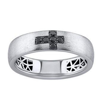 LOVE CLOUD 10k White Gold 1/8 Carat T.W. Black Diamond Wedding Band