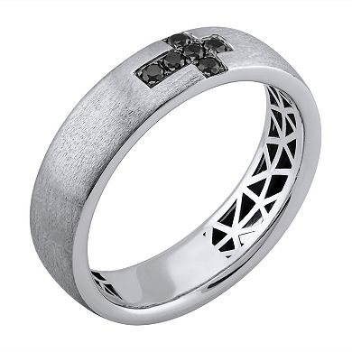 LOVE CLOUD 10k White Gold 1/8 Carat T.W. Black Diamond Wedding Band