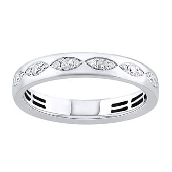 LOVE CLOUD 10k White Gold 1/5 T.W. Round Diamond Wedding Band