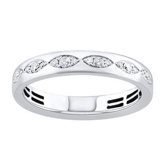 LOVE CLOUD 10k White Gold 1/5 T.W. Round Diamond Wedding Band