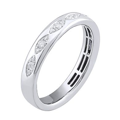 LOVE CLOUD 10k White Gold 1/5 T.W. Round Diamond Wedding Band
