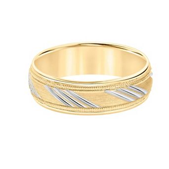 AXL 10k Yellow Gold 6.5 mm Textured Men's Wedding Band