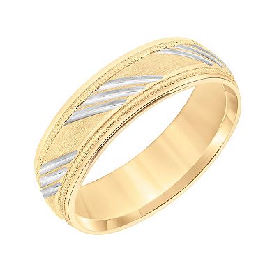 AXL 10k Yellow Gold 6.5 mm Textured Men's Wedding Band