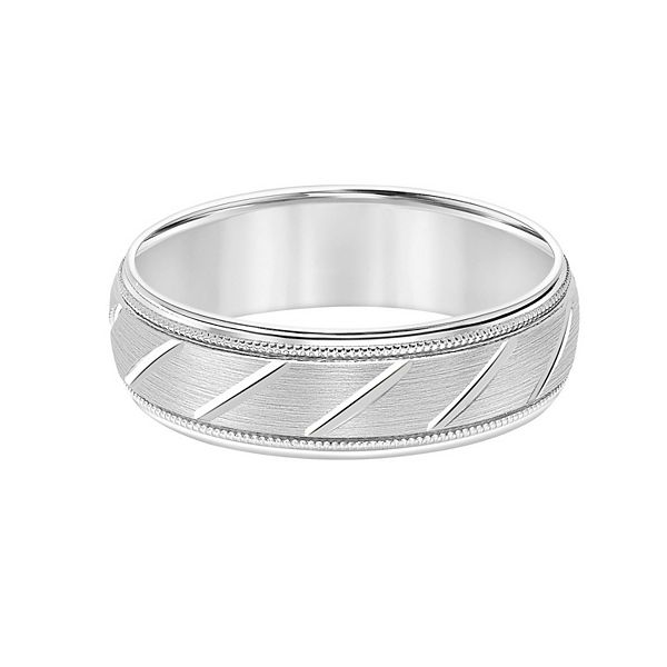 AXL 10k White Gold 6.5 mm Textured Men's Wedding Band