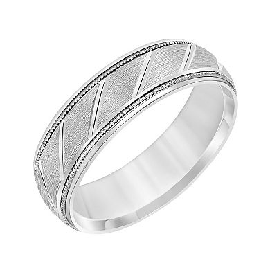 AXL 10k White Gold 6.5 mm Textured Men's Wedding Band