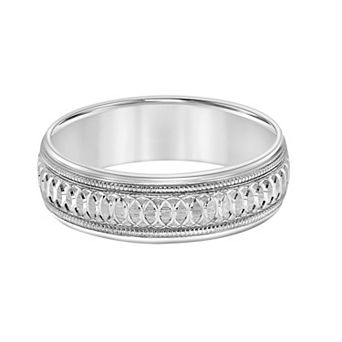 AXL 10k White Gold 6.5 mm Textured Men's Wedding Band