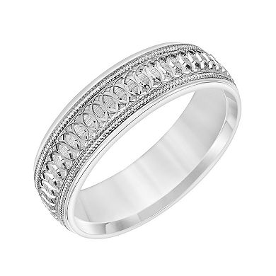 AXL 10k White Gold 6.5 mm Textured Men's Wedding Band