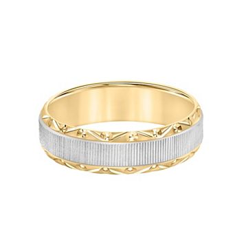AXL 10k Two Tone Gold 6 mm Textured Men's Wedding Band
