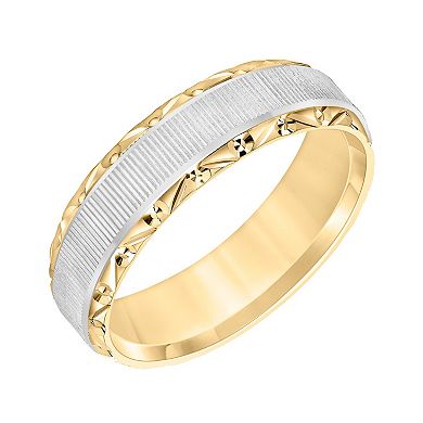 AXL 10k Two-Tone Gold 6 mm Textured Men's Wedding Band