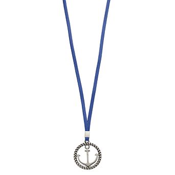 DESTINY FOR MEN Men's Stainless Steel & Blue Cord Anchor Pendant Necklace