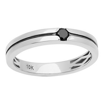 AXL 10k White Gold 1/6 Carat T.W. Black Diamond Men's Wedding Band