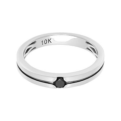 AXL 10k White Gold 1/6 Carat T.W. Black Diamond Men's Wedding Band