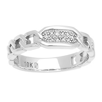 AXL 10k White Gold Diamond-Accent Link Men's Wedding Band
