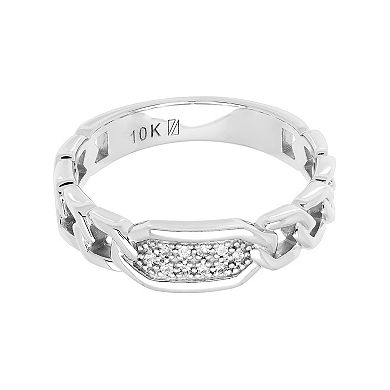 AXL 10k White Gold Diamond-Accent Link Men's Wedding Band