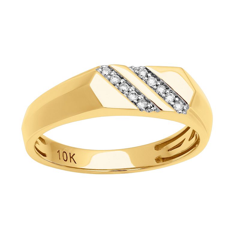 AXL 10k Yellow Gold 1/10 Carat T.W. Diamond Men's Wedding Band, Size: 11, 10k 2 Tone