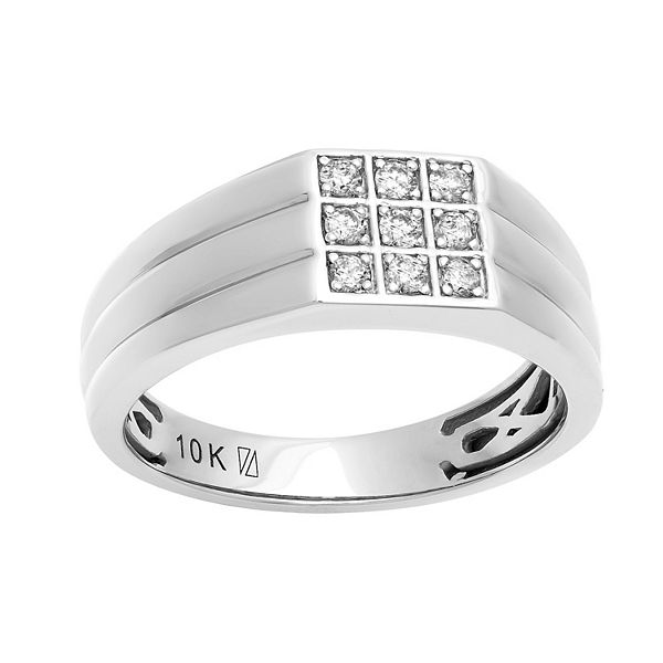 AXL 10k White Gold 1/5 Carat T.W. Diamond Men's Wedding Band