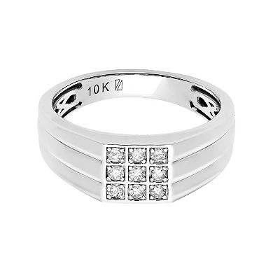 AXL 10k White Gold 1/5 Carat T.W. Diamond Men's Wedding Band