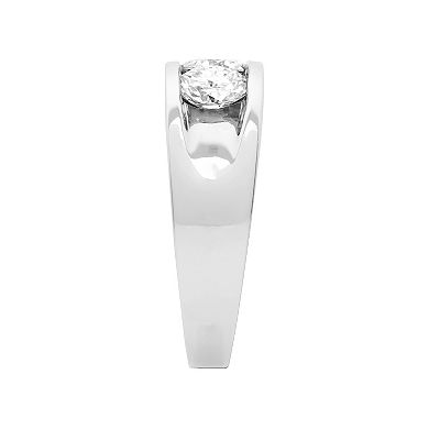 Men's AXL Sterling Silver Lab-Created Moissanite Three-Stone Ring