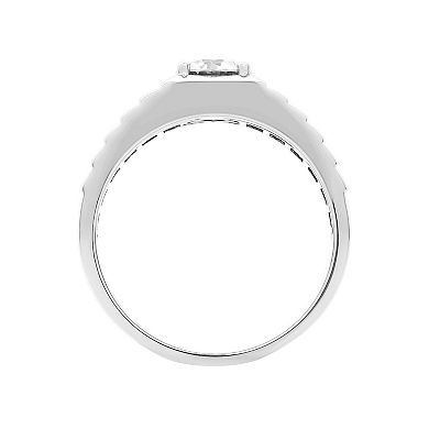 Men's AXL Sterling Silver Lab-Created Moissanite Solitaire Ring