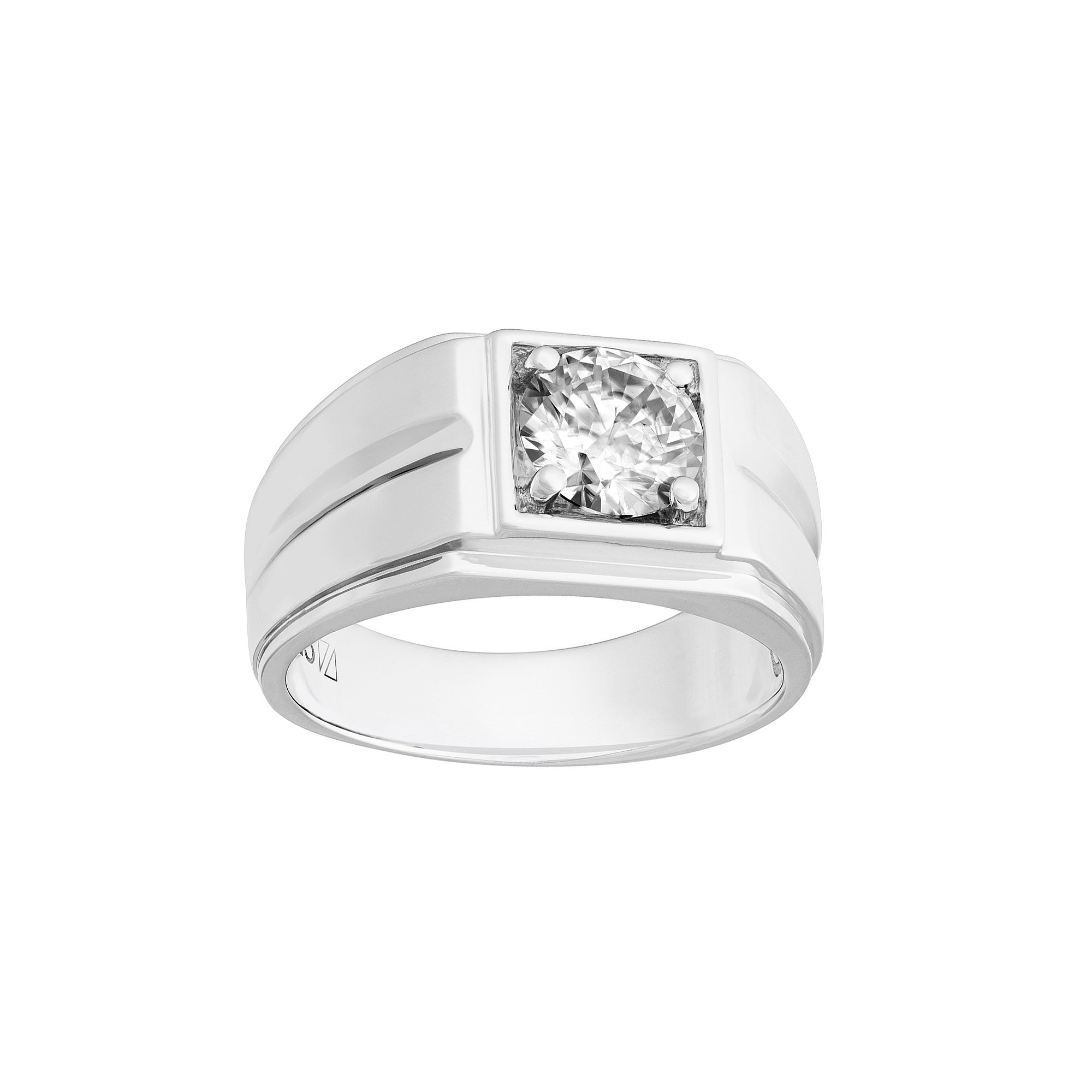 Mens AXL Sterling Silver Lab-Created Moissanite Solitaire Ring, Size: 9
