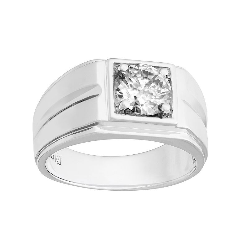 Mens AXL Sterling Silver Lab-Created Moissanite Solitaire Ring, Size: 9, W
