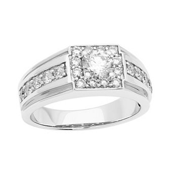 Men's AXL Sterling Silver Lab-Created Moissanite Halo Ring