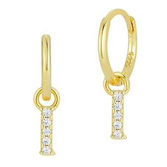 Sunkissed Sterling Cubic Zirconia 14k Gold Plated Initial Drop Earrings