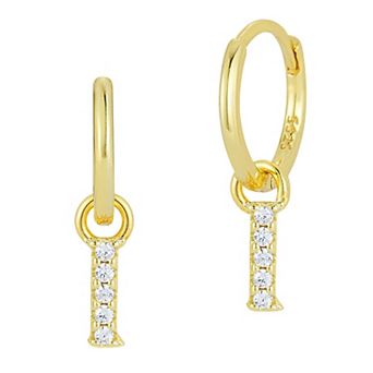 Sunkissed Sterling Cubic Zirconia 14k Gold Plated Initial Drop Earrings